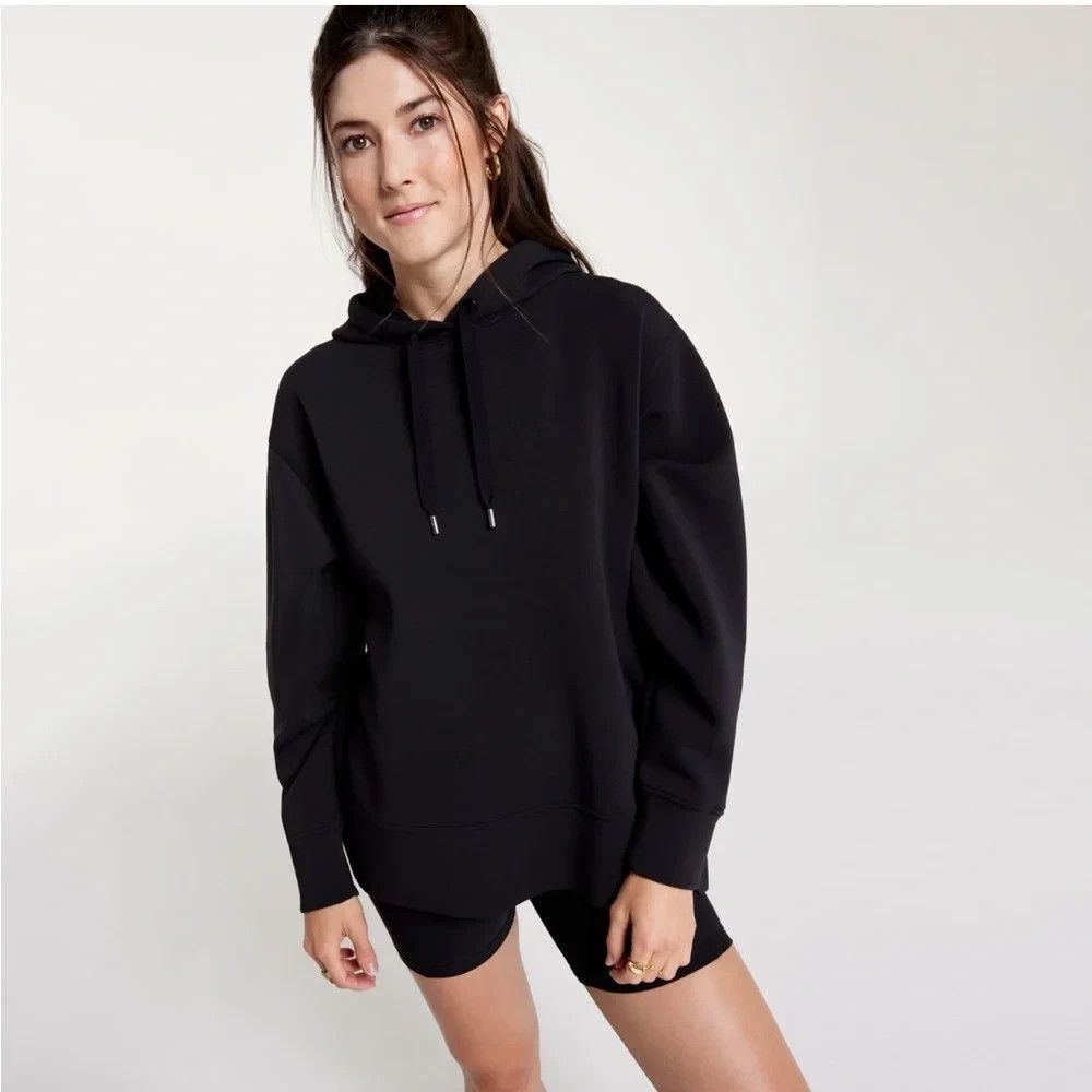NEW Calia Elevate Ottoman Oversized Side Slit Hoodie Black Size S NWT